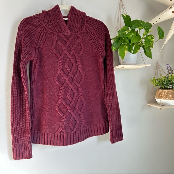 🩷ATHLETA MERINO COLD SPELL HOODIE SWEATER MAROON BURGUNDY SIZE SMALL WINTER - Picture 2 of 9